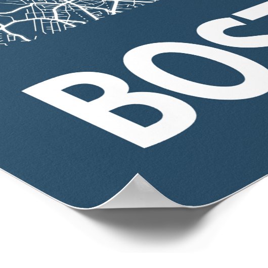 ボストンマサチューセッツ州シティマップラインアートブループリント ポスター (角)