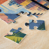 ボストンマサチューセッツ州スカイライントラベルアートヴィンテージ ジグソーパズル (側面)