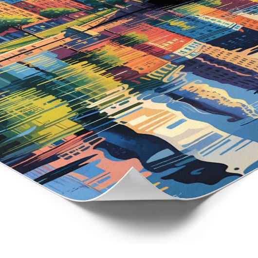 ボストンマサチューセッツ州スカイライントラベルアートヴィンテージ ポスター (角)