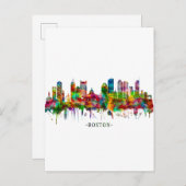 ボストンマサチューセッツ州スカイライン インビテーションポストカード (正面/裏面)