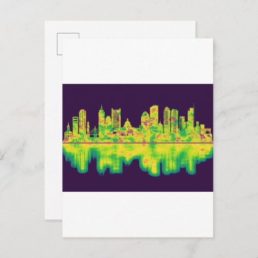 ボストンマサチューセッツ州スカイライン インビテーションポストカード (正面/裏面)