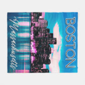 ボストンマサチューセッツ州スカイライン フリースブランケット (正面(横))