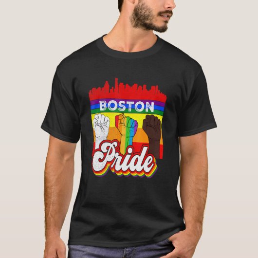 ボストンマサチューセッツ州レインボーゲイプライド州旗Lgbt Tシャツ (正面)