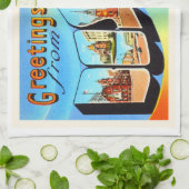 ボストンマサチューセッツ州MAヴィンテージ旅行お土産 キッチンタオル (折り畳み)