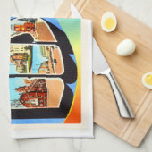 ボストンマサチューセッツ州MAヴィンテージ旅行お土産 キッチンタオル (四つ折り)