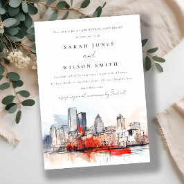 ボストンマサチューセッツ市景 結婚記念日 招待状