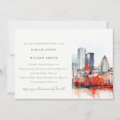 ボストンマサチューセッツ市街風景リハーサルディナー 招待状 (正面)