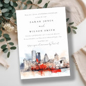 ボストンマサチューセッツ結婚シティスケープ記念日 招待状