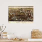 ボストンマサチューセッツ1873アンティークパノラママップ ポスター (キッチン)