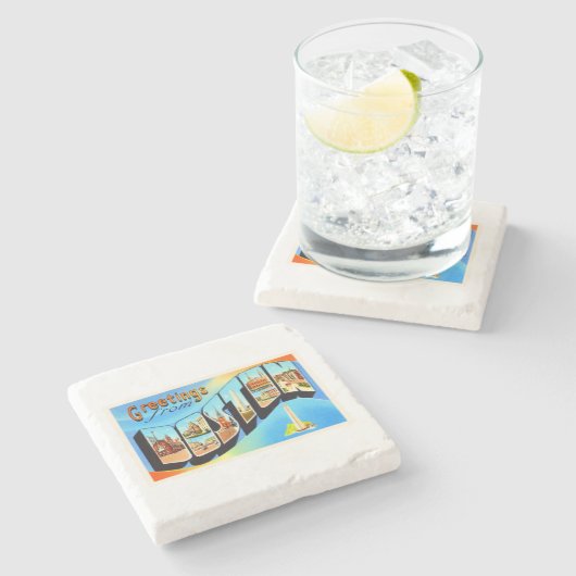 ボストンマサチューセッツMAヴィンテージトラベル土産 ストーンコースター (横)