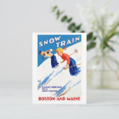ボストンメインヴィンテージ旅行ポスター復元 ポストカード (スタンド正面)