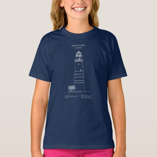 ボストンライトハウス – マサチューセッツ州 – AD Tシャツ (正面)
