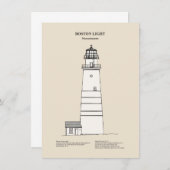ボストンライトハウス – Massachusetts - SBD ノートカード (正面/裏面)
