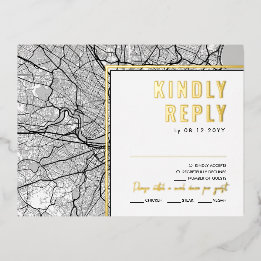 ボストンラブロケーター | RSVP WHT返信カード 箔招待状ポストカード