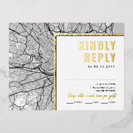 ボストンラブロケーター | RSVP WHT返信カード 箔招待状ポストカード