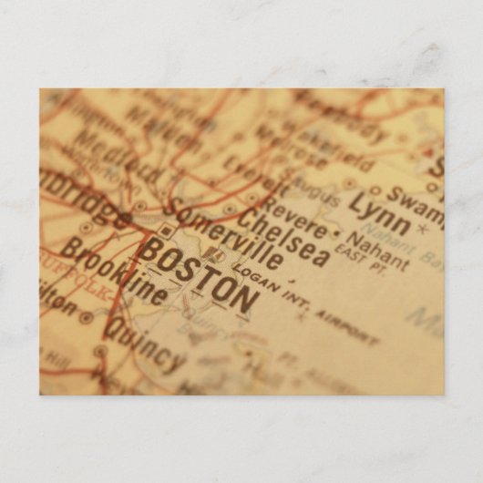 ボストンヴィンテージの地図 ポストカード (正面)