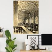 ボストン公共図書館ベイスホール1896 ポスター (ホームオフィス)