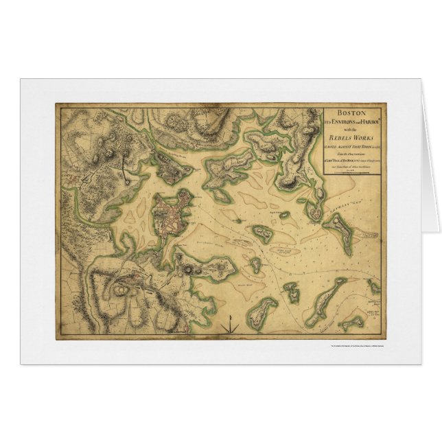 ボストン地図1775年の港 (正面横)