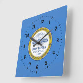 ボストン州旗、マサチューセッツ州城壁時計 スクエア壁時計 (傾斜)