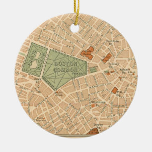 ボストン市ヴィンテージ地図 セラミックオーナメント