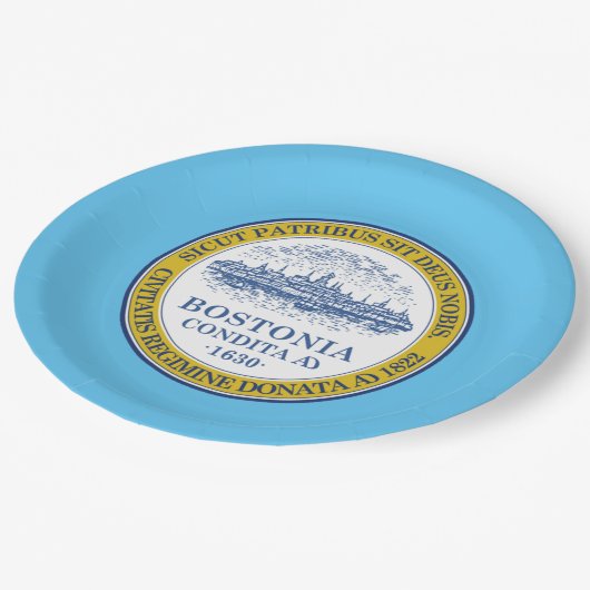 ボストン市旗 ペーパープレート (アングル)