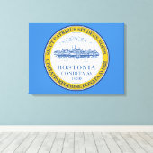 ボストン市旗(マサチューセッツ州) キャンバスプリント (インサイチュ (ウッドフロア))