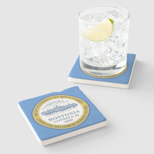 ボストン市旗（マサチューセッツ州） ストーンコースター (横)