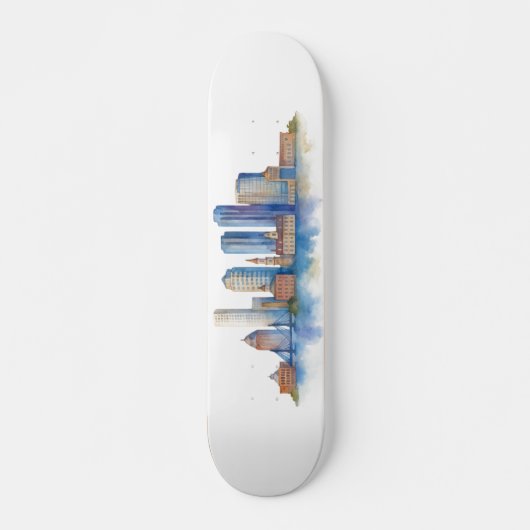 ボストン市街地の水彩画|モダンなボストン MA スケートボード (正面)