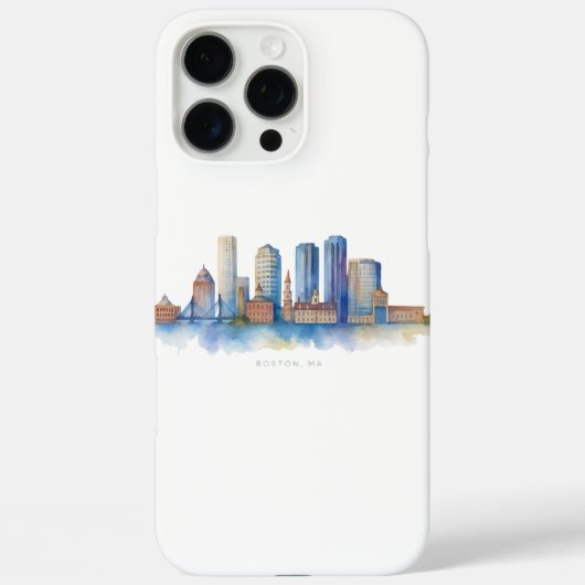 ボストン市街地の水彩画|モダンなボストン MA Case-Mate iPhoneケース (裏面)