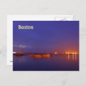 ボストン帆船でマリーナの夕暮れ葉書 ポストカード (正面/裏面)