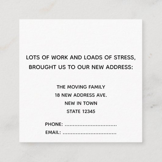 ボストン引っ越しました新しいアドレスカード エンクロージャーカード (裏面)
