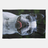 ボストン微笑のテリア キッチンタオル (横)