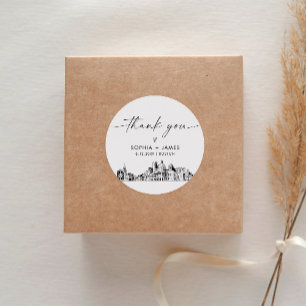 ボストン感謝お願い3" (6枚) ラウンドシール