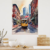 ボストン水彩画 ポスター (キッチン)