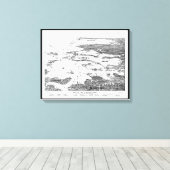 ボストン港からケープコッドへのマップ1900年代初頭 キャンバスプリント (インサイチュ (ウッドフロア))