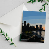 ボストン港の夕焼け市街 ポストカード