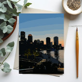 ボストン港の夕焼け市街 ポストカード