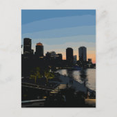 ボストン港の夕焼け市街 ポストカード (正面)