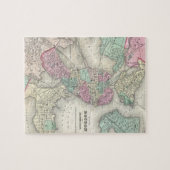 ボストン港(1857年)のヴィンテージの地図 ジグソーパズル (横)