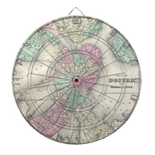 ボストン港(1857年)のヴィンテージの地図 ダーツボード (正面)