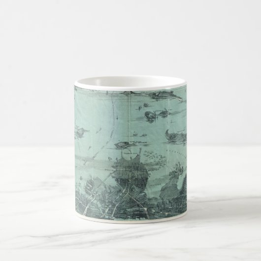 ボストン港(1897年)のヴィンテージの絵解き地図 コーヒーマグカップ (中央)