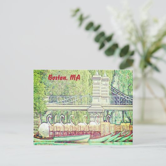 ボストン白鳥ボーツ鉛筆とインクフィルターはがき ポストカード (スタンド正面)