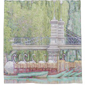 ボストン白鳥ボート鉛筆とインクシャワーカーテン シャワーカーテン (正面)