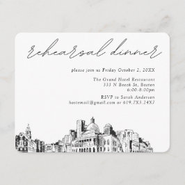 ボストン結婚のスケッチエレガントリハーサルディナー エンクロージャーカード