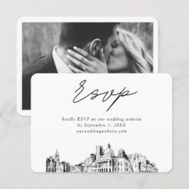 ボストン結婚のミニマルなスケッチRSVP エンクロージャーカード