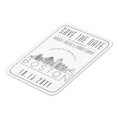 ボストン結婚の様式化されたスカイライン日付を保存 マグネット (左側)