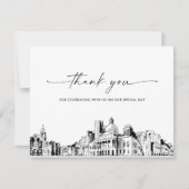 ボストン結婚スカイラインの写真サンキューカード 招待状 (正面)