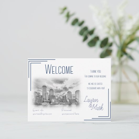 ボストン結婚スカイラインの抱き枕用歓迎カード ポストカード (スタンド正面)