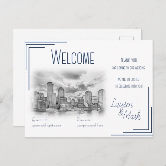 ボストン結婚スカイラインの抱き枕用歓迎カード ポストカード (正面/裏面)