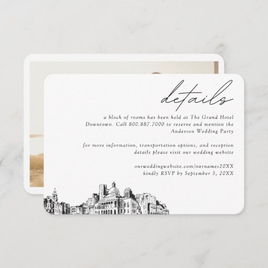 ボストン結婚ズホテルルームブロック詳細 エンクロージャーカード (正面/裏面)